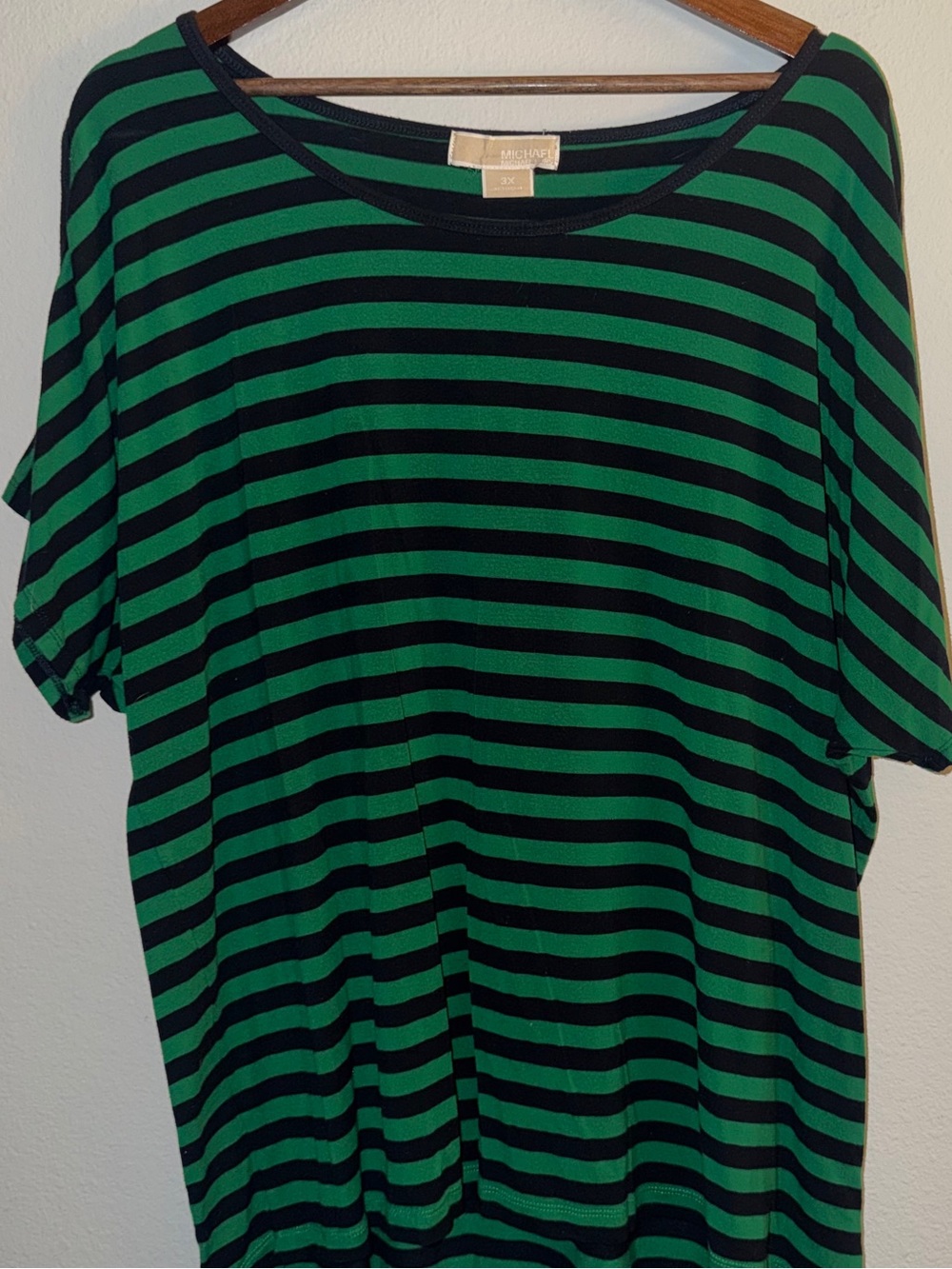 MICHAEL Michael Kors Black & Green Striped Short Sleeve Tee